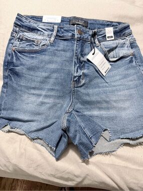 Judy Blue Mid Wash Distressed Cutoff Denim Shorts